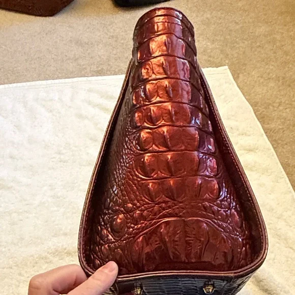Brahmin Rich Burgundy Crocodile Satchel - Picture 6 of 9